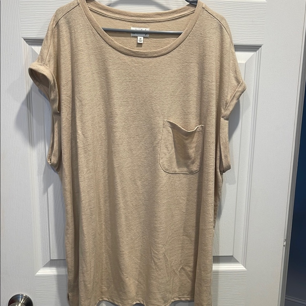 Tan Women's Top with Pocket